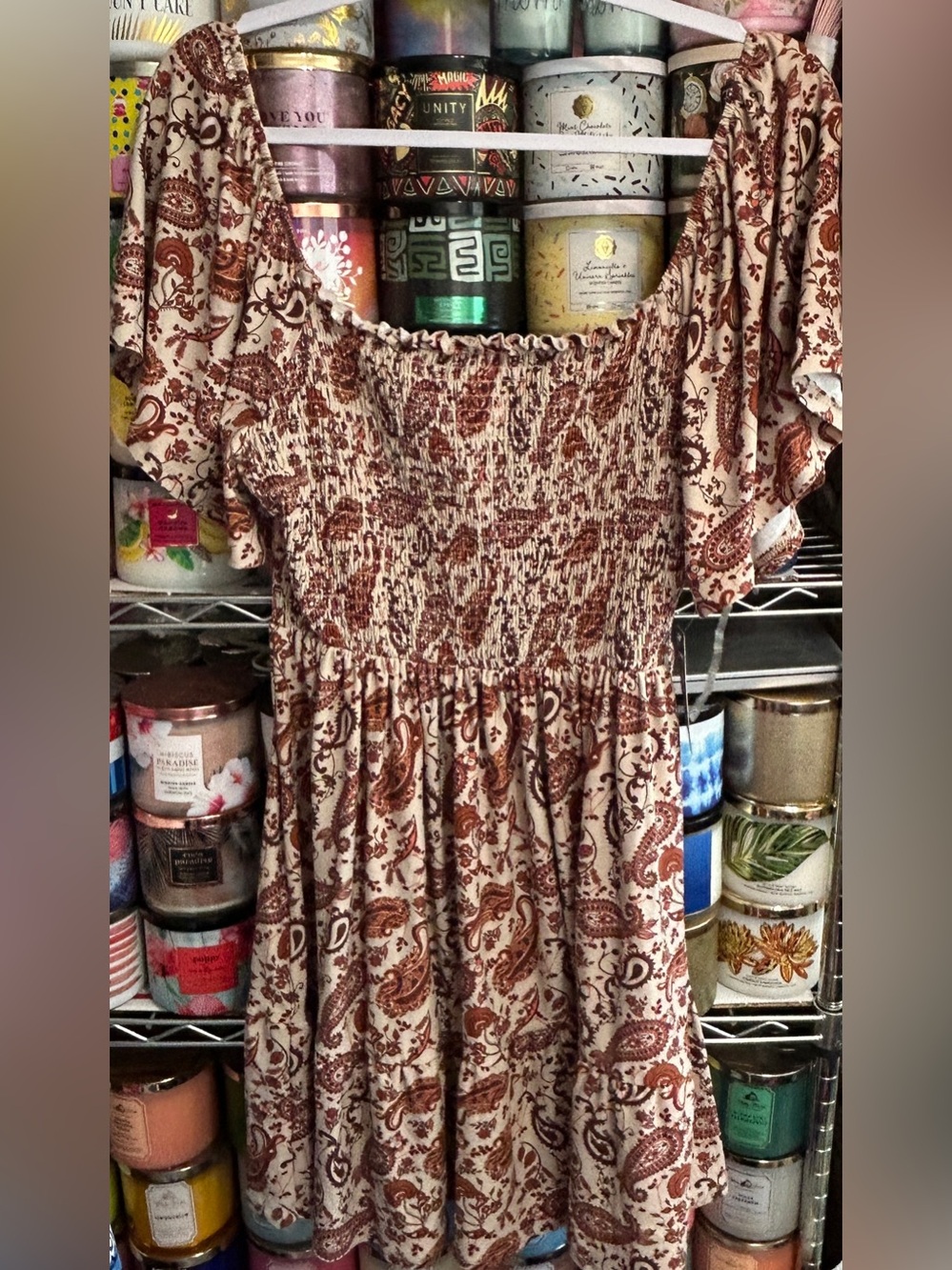 Smocked Boho Paisley Dress